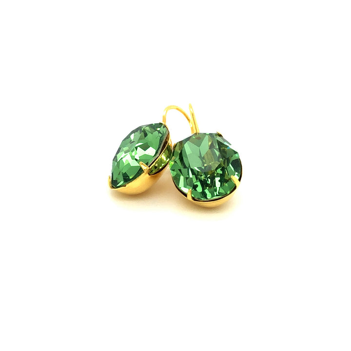 Victoria collection – goldplated silver earrings with green crystals.