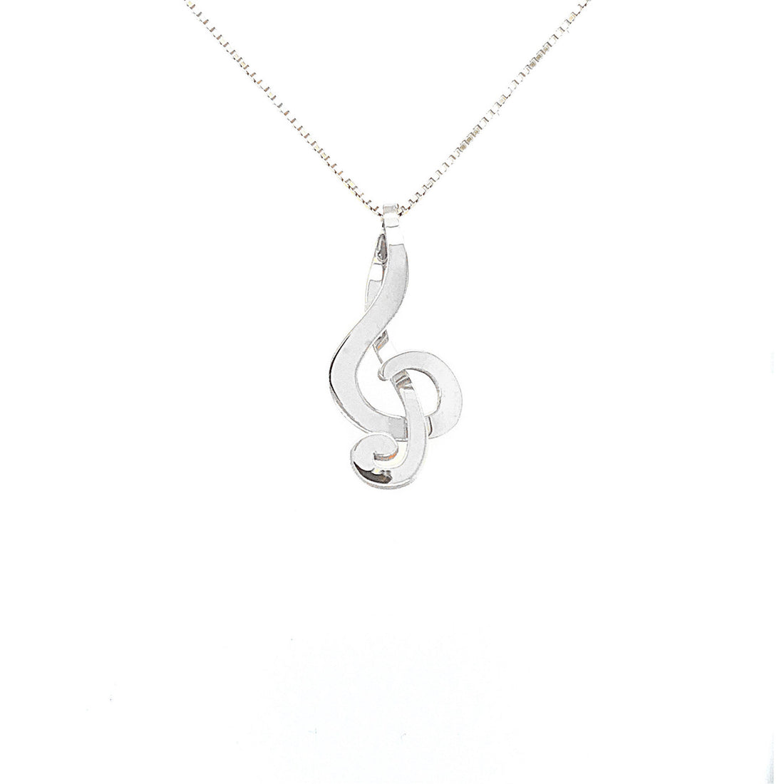 Chiavi G piccola silver necklace with medium venetian chain.