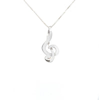 Chiavi G piccola silver necklace with medium venetian chain.