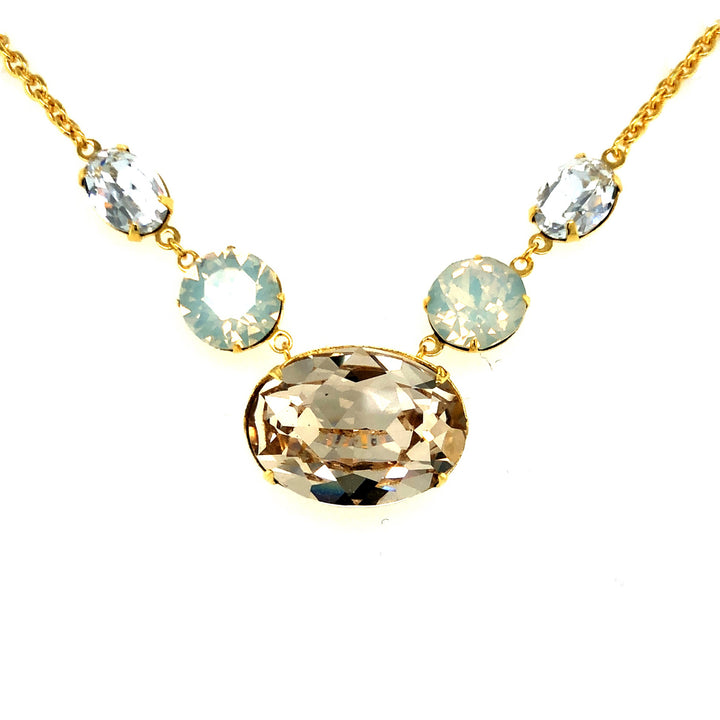 Mariana collection – goldplated silver necklace with champagne and white colored crystals.