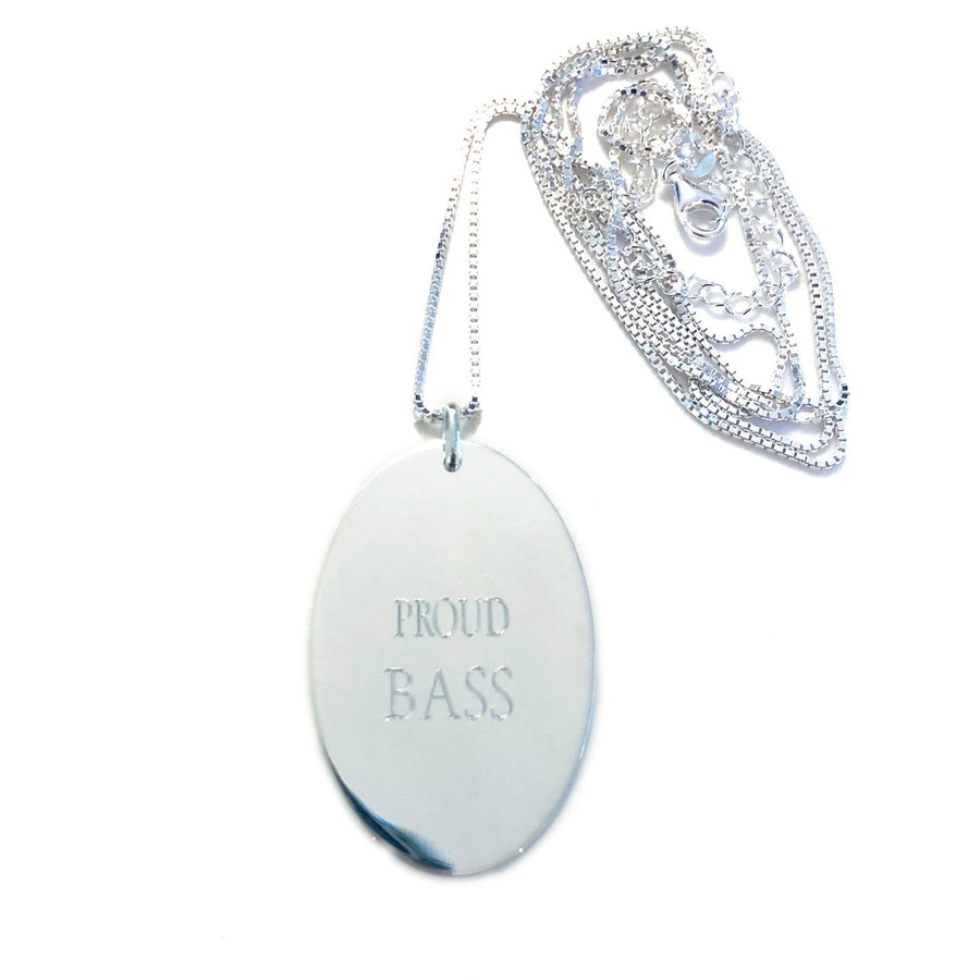 Al segno ellips proud base silver necklace with venetian chain.