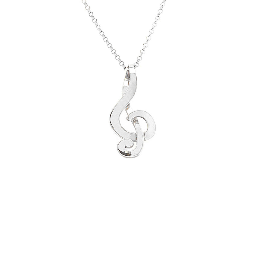 Chiavi G piccola necklace silver with short rolo chain.
